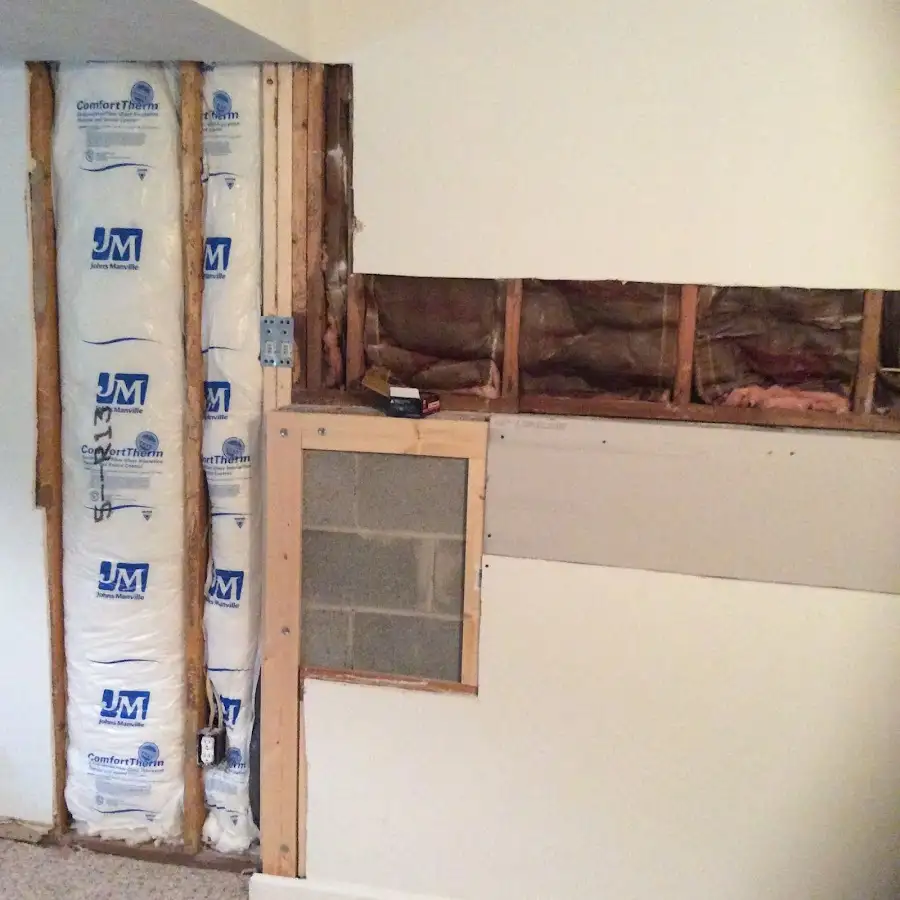 Wall insulation replacement during Basement Flood Cleanup in Hickory Creek